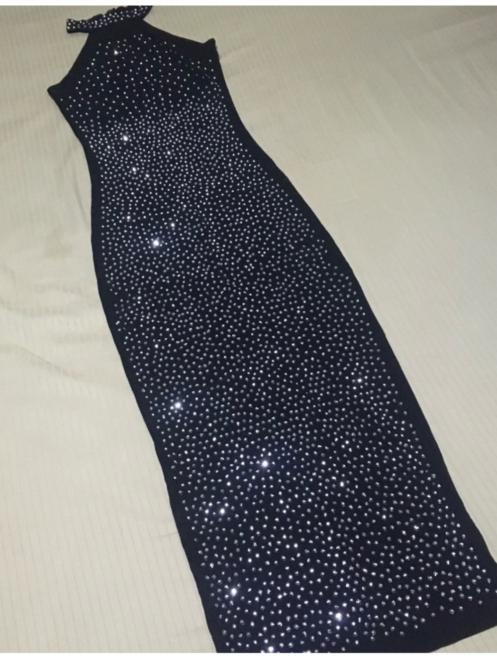 Black Embellished Halter Skirt - Sparkle Bodycon